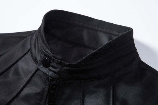 Herren schmale wasserabweisende Kunstlederoptik-Übergangsjacke mit Stehkragen Nord Taschen
