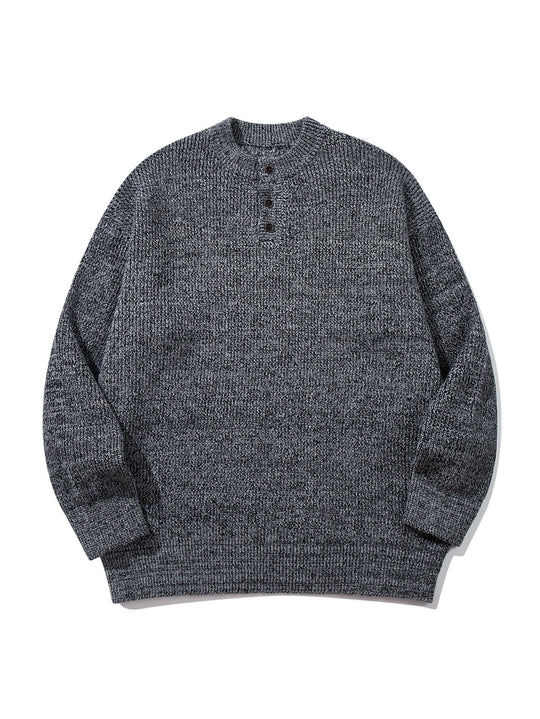 Herren Grobstrick-Henleypullover mit halber Knopfleiste und Rippbündchen Nord Taschen