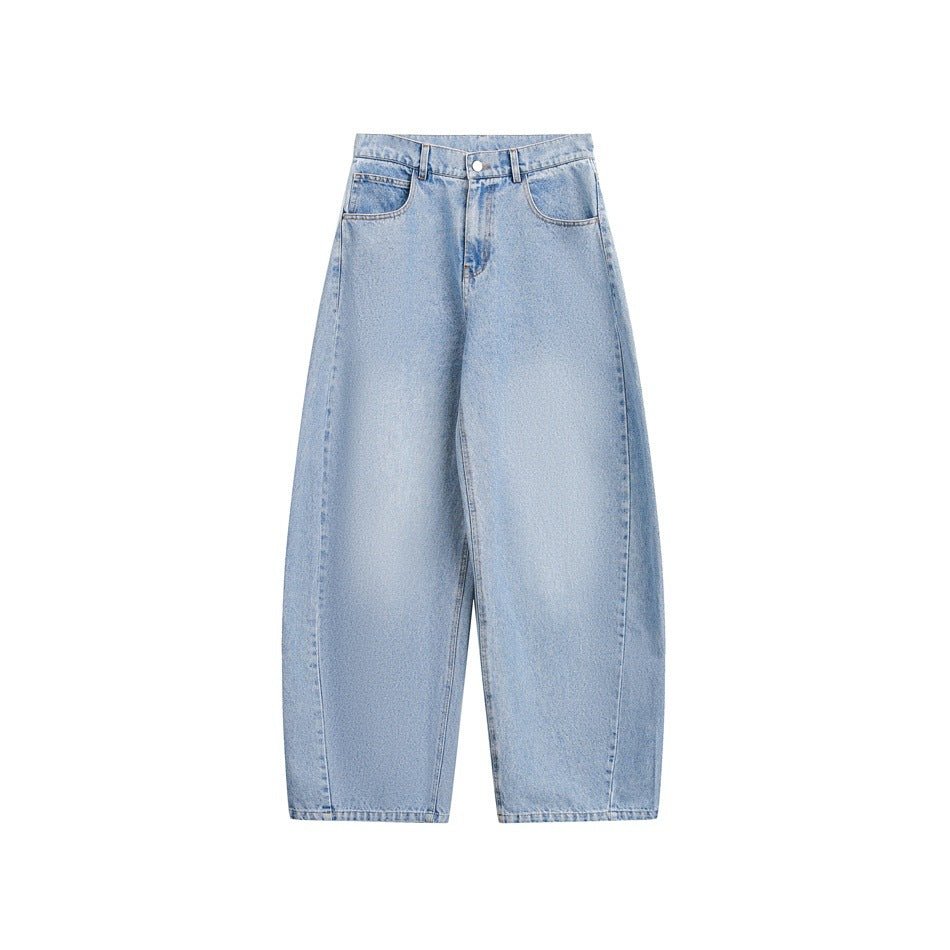 Damen Weite Cropped-Denim Culotte mit hoher Taille und Karottenform Nord Taschen