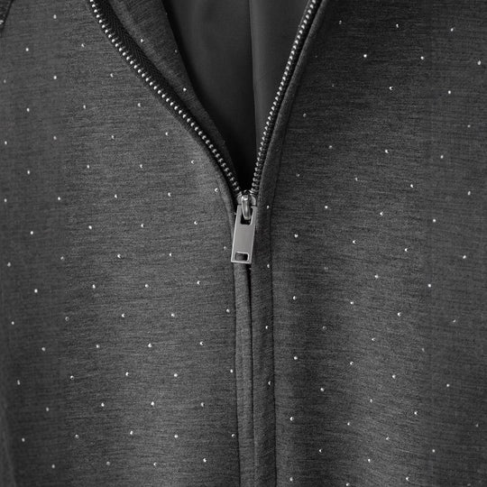 Damen Oversized Kapuzenjacke mit durchgehendem Reißverschluss, elastischem Saum und dezentem Punktmuster Nord Taschen
