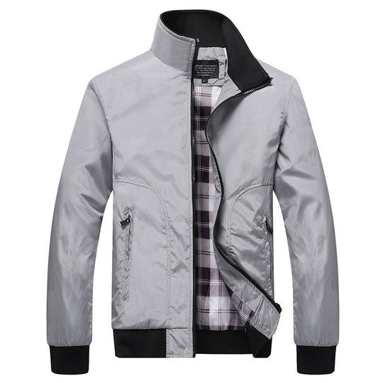 Herren leichter Nylon-Bomber mit kariertem Innenfutter, hohem Stehkragen und Reißverschlusstaschen Nord Taschen