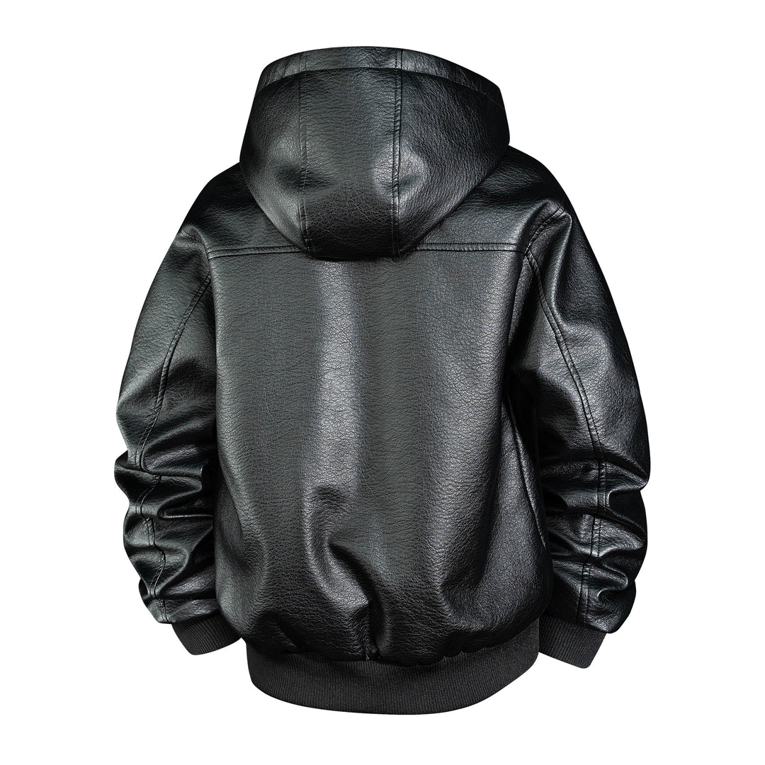 Herren Lederbomberjacke mit Teddyfutter und Kapuze Nord Taschen