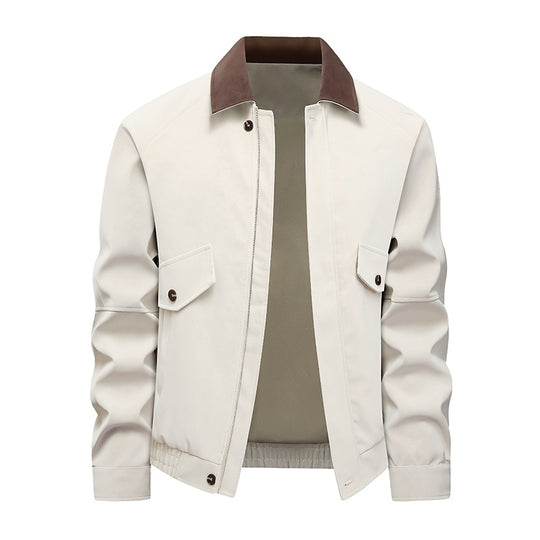 Herren Kurzjacke im Bomberstil mit Wildlederkragen, aufgesetzten Klappentaschen & elastischem Saum Nord Taschen