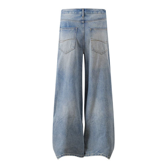 Damen Weite Distressed Denim-Palazzo-Jeans mit hohem Bund und Riss-Details Nord Taschen