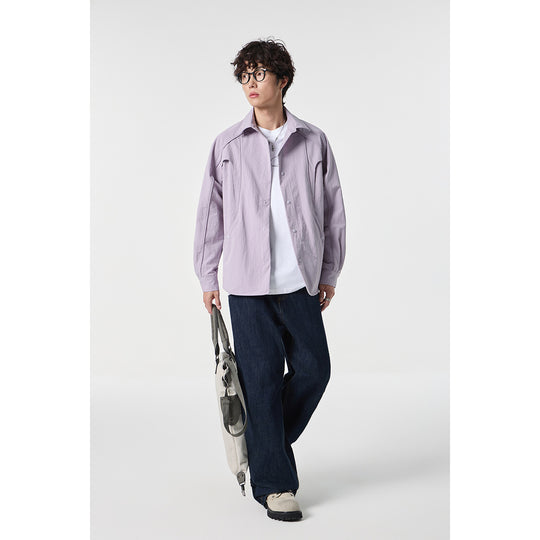 Damen Oversize-Hemdjacke mit geschwungener Teilnaht und Druckknopfleiste Nord Taschen