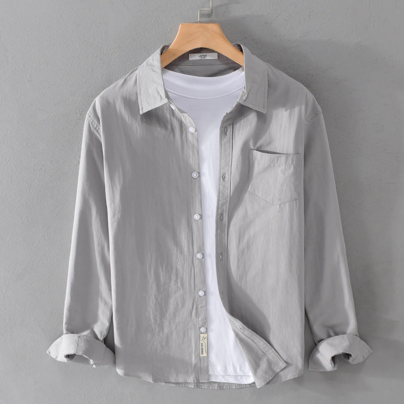 Herren Leichtes Baumwoll‑Leinen Overshirt mit Brusttasche und Relaxed‑Fit Nord Taschen