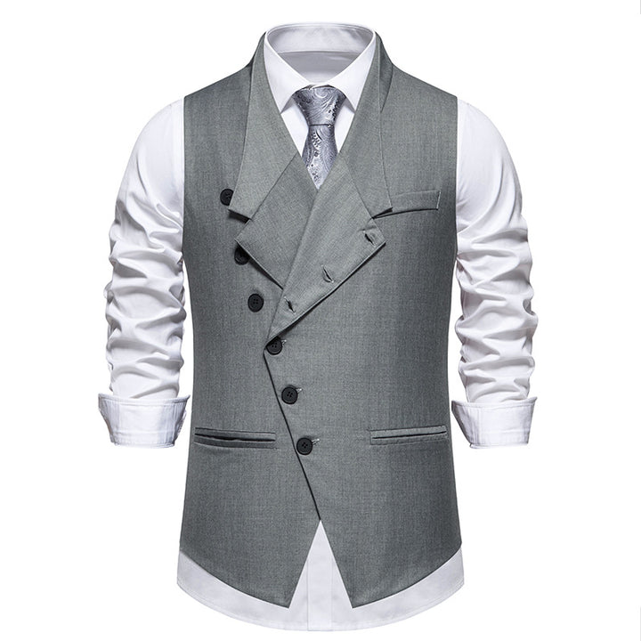 Herren asymmetrische doppelreihige Anzugweste mit schräger Knopfleiste und taillierter Silhouette Nord Taschen