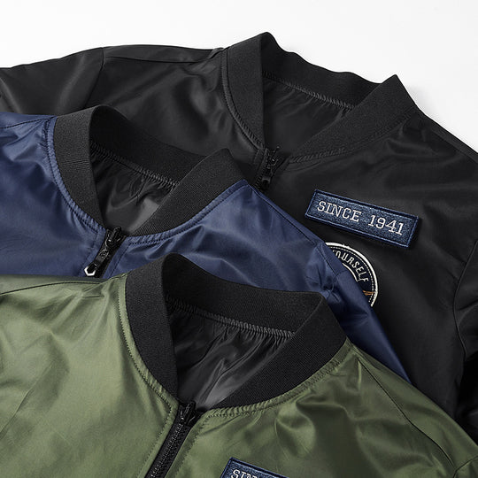 Herren Leichte Nylon-Bomberjacke im Aviator-Style mit Patchdetails und Ärmeltasche Nord Taschen