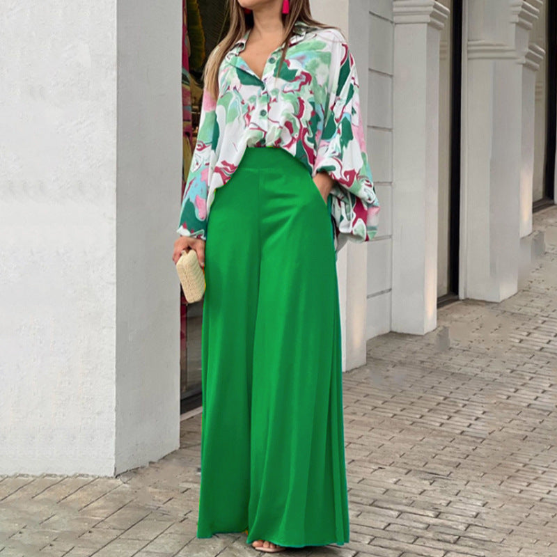 Damen Fließende Highwaist Palazzo‑Hose mit weitem Bein und elegantem Satinfall Nord Taschen