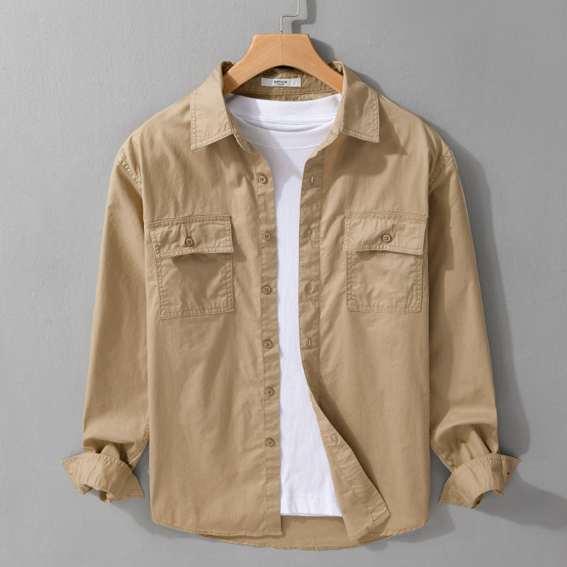 Herren Pflegeleichtes Baumwoll-Utility-Overshirt mit Doppel‑Brusttaschen und entspanntem Saum Nord Taschen
