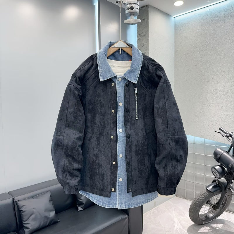Herren Overshirt-Jacke mit Jeans-Innenblende und Reißverschluss-Brusttasche Nord Taschen