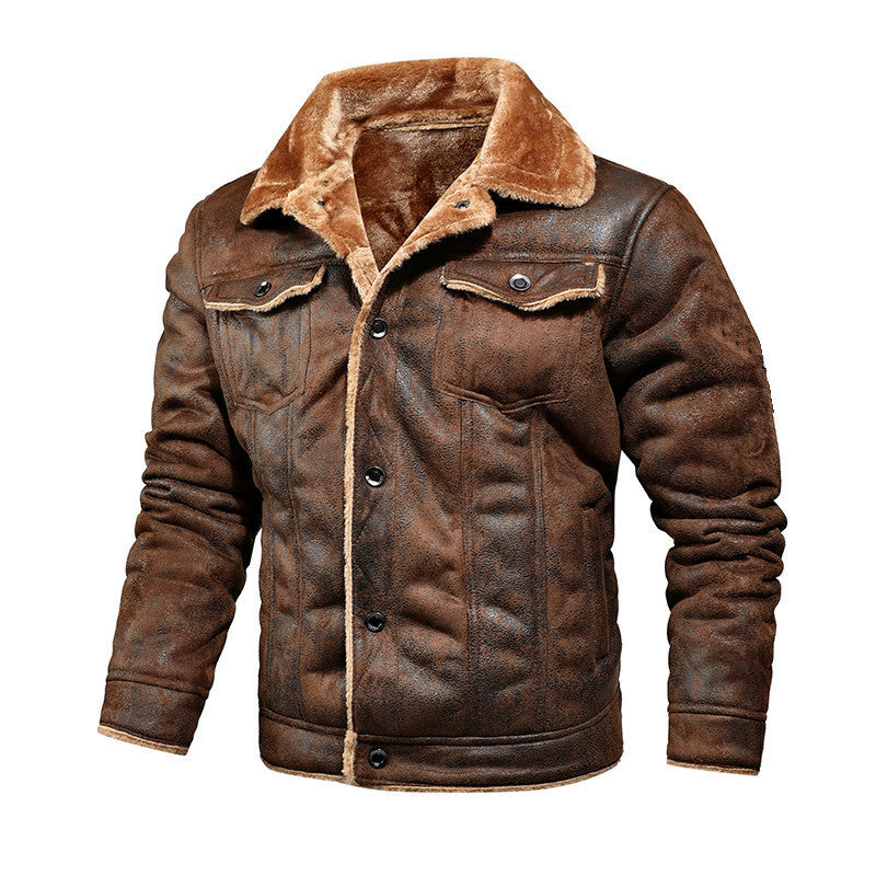 Herren gefütterte Wildlederimitat-Jacke mit Teddyfutter und Hemdkragen Nord Taschen