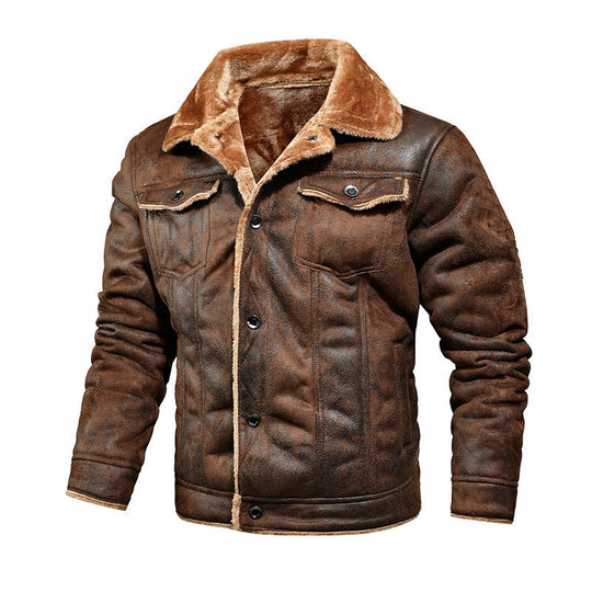 Herren gefütterte Wildlederimitat-Jacke mit Teddyfutter und Hemdkragen Nord Taschen
