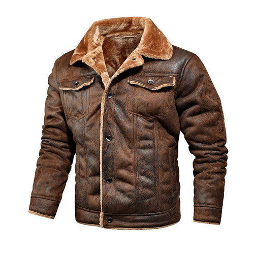 Herren gefütterte Wildlederimitat-Jacke mit Teddyfutter und Hemdkragen Nord Taschen