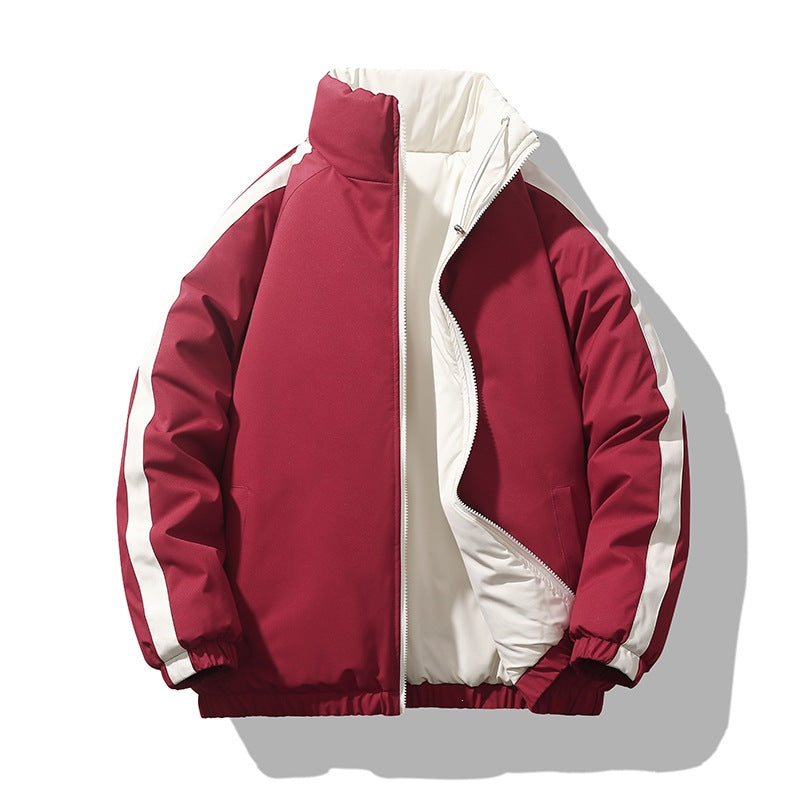 Herren Kurz geschnittene Thermo-Pufferjacke mit hohem, verstellbarem Stehkragen und kontrastierter Innenfütterung Nord Taschen