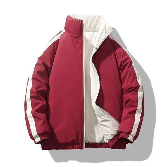 Herren Kurz geschnittene Thermo-Pufferjacke mit hohem, verstellbarem Stehkragen und kontrastierter Innenfütterung Nord Taschen