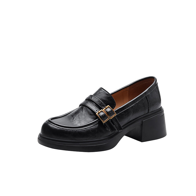 Damen Loafer mit skulpturalem Blockabsatz und Doppelriemen-Detail Nord Taschen