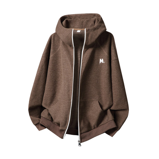 Unisex Oversize Kapuzenjacke mit durchgehendem Reißverschluss und minimaler Bruststickerei Nord Taschen