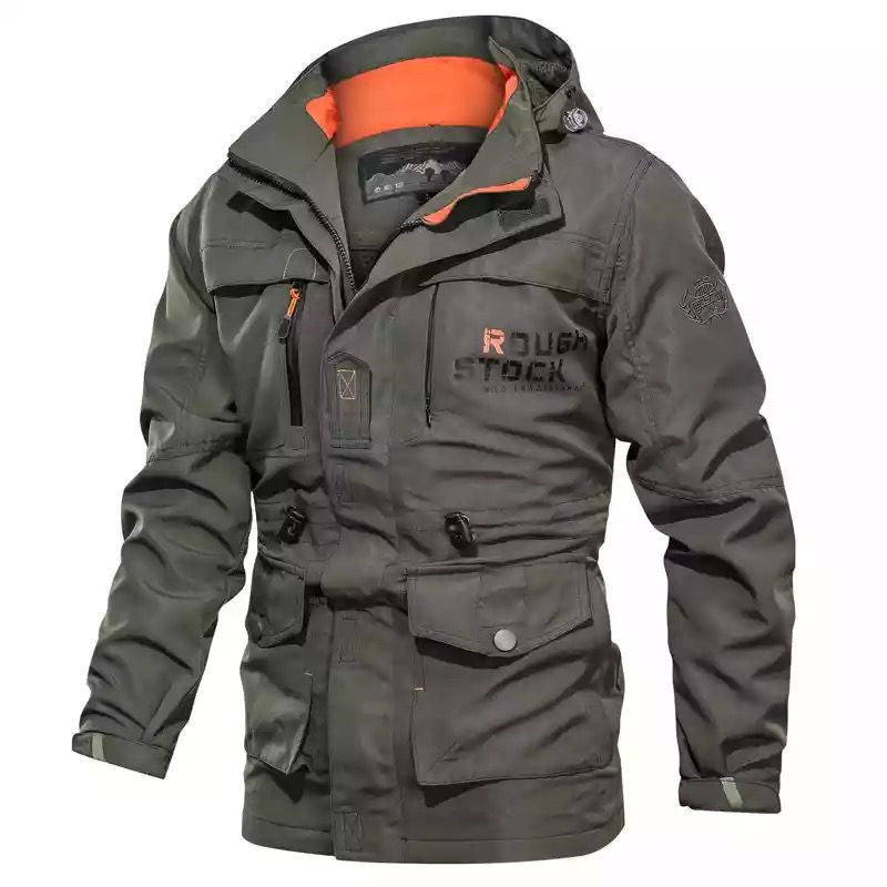 Herren robuster Canvas-Fieldparka mit Kapuze, Multifunktionstaschen und Taillenregulierung Nord Taschen