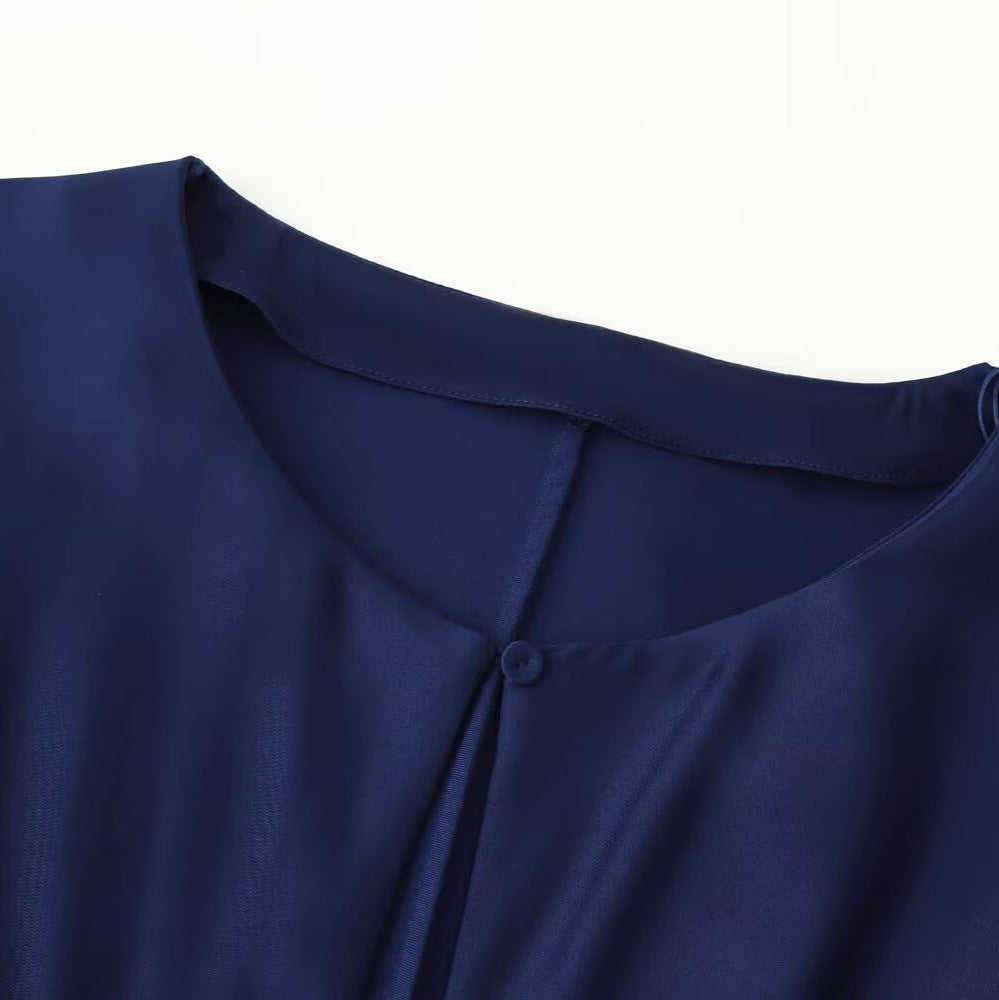 Damen Langärmeliges Maxikleid mit geraffter Empire‑Silhouette und Schlüsselloch‑Ausschnitt Nord Taschen