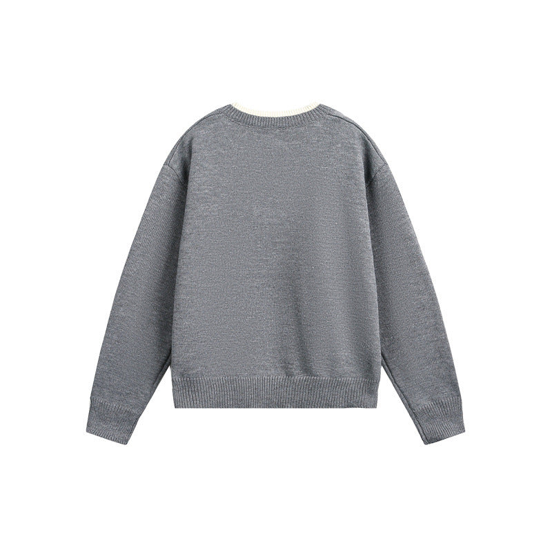 Unisex Grobgestrickter Pullover mit V‑Knopfleiste und Lagenkragen Nord Taschen