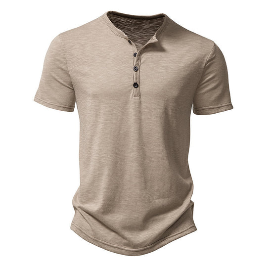 Herren Kurzarm-Henley-T-Shirt mit modischem Knopfdesign und atmungsaktiver Baumwolle Nord Taschen