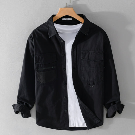 Herren Utility-Overshirt aus Baumwollmix mit Mehrfachtaschen und D-Ring Nord Taschen