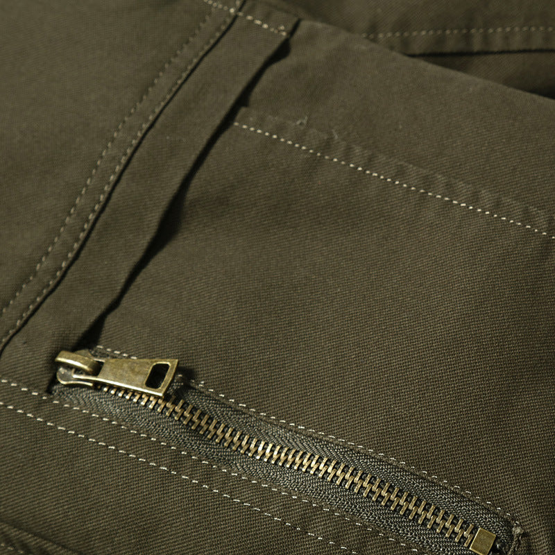 Herren Canvas-Fieldblouson im Pilotencut mit kariertem Innenfutter, Stehkragen und Rippbündchen Nord Taschen