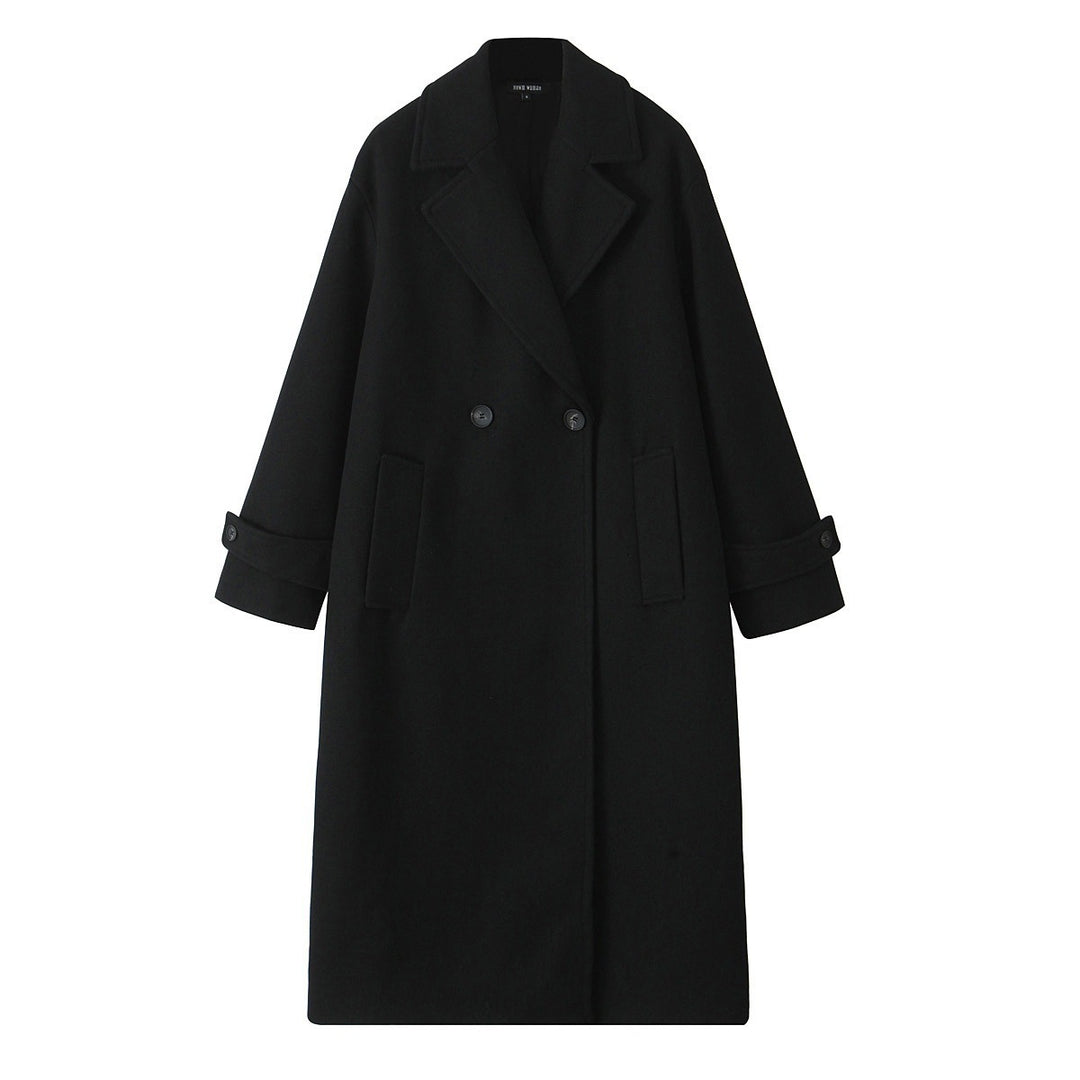 Damen 90+ doppelreihiger Wollmix-Mantel mit Oversize-Schnitt und Reverskragen Nord Taschen