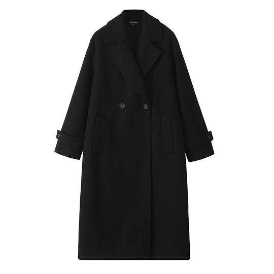 Damen 90+ doppelreihiger Wollmix-Mantel mit Oversize-Schnitt und Reverskragen Nord Taschen