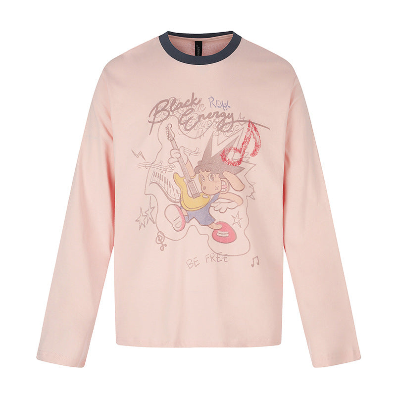 Damen Langarmshirt mit Comic-Gitarrenprint, Glitzerdetail und Kontrastkragen Nord Taschen
