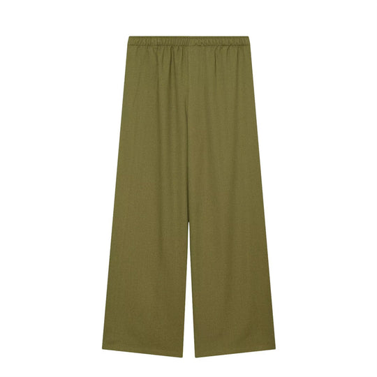 Damen Weite Palazzo-Hose mit elastischem Bund und fließendem Leinenmix Nord Taschen