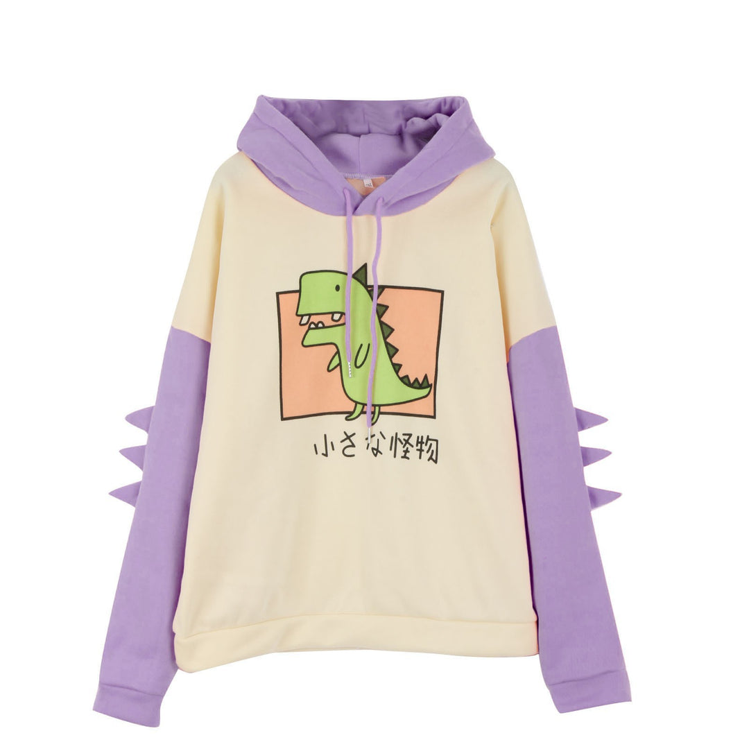 Damen nan Kapuzenpullover mit dreidimensionalen Rückendetails und niedlichem Dinosaurierprint Nord Taschen