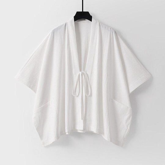 Damen Oversize Kimono-Cardigan mit Bindeband und aufgesetzten Taschen Nord Taschen