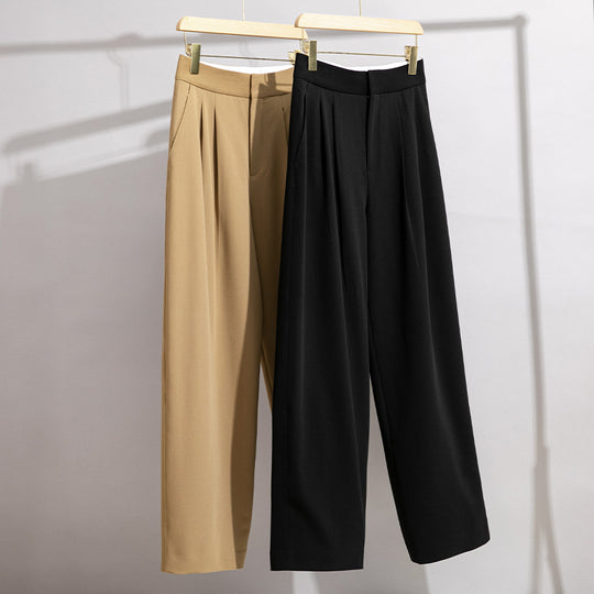 Damen Hochtaillierte Plissee-Bundhose mit weitem Bein Nord Taschen
