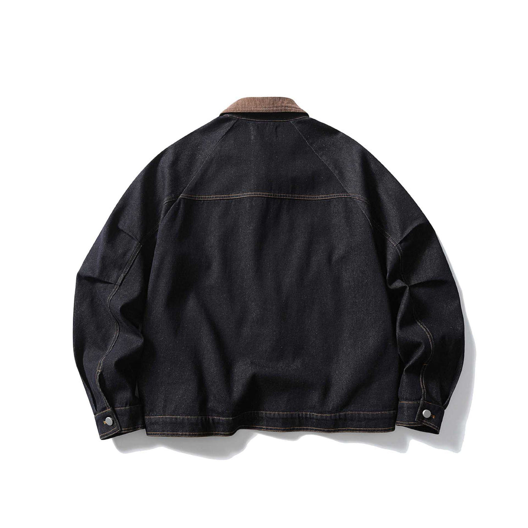 Herren Boxy-Jeansblouson mit Cordkragen und Druckknopfleiste Nord Taschen