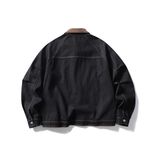 Herren Boxy-Jeansblouson mit Cordkragen und Druckknopfleiste Nord Taschen