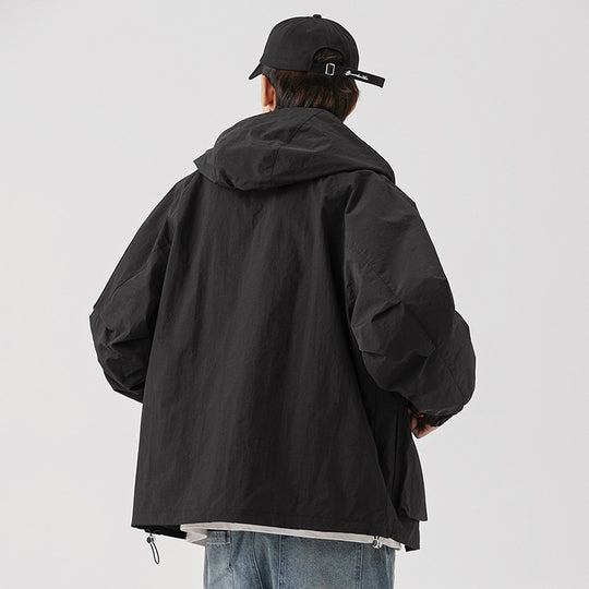 Damen Oversize Utility-Übergangsjacke mit Kapuze, Mehrfach-Taschen & Kordelzug Nord Taschen
