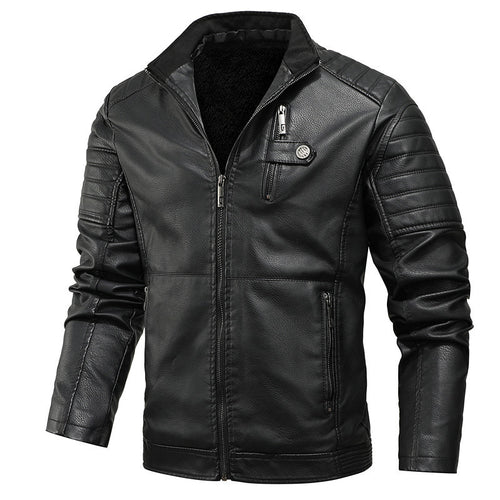 Herren schlanker Kunstleder‑Fieldblouson mit Stehkragen, Brustpattentaschen und Reißverschluss Nord Taschen
