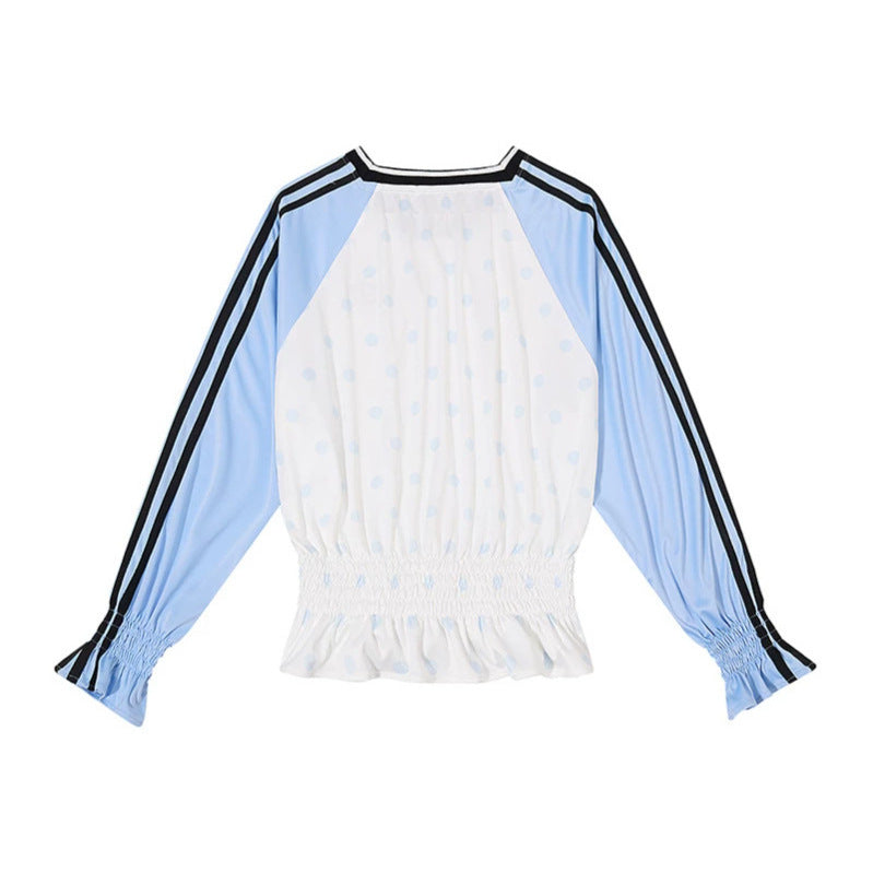Damen Sportives Langarmshirt mit Raglanärmeln, gesmoktem Taillenbund und V-Ausschnitt Nord Taschen