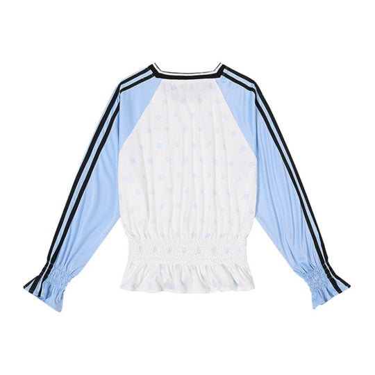 Damen Sportives Langarmshirt mit Raglanärmeln, gesmoktem Taillenbund und V-Ausschnitt Nord Taschen