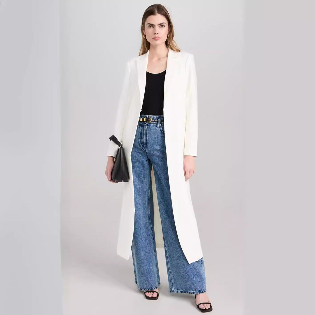 Damen Longline-Mantelblazer mit offenem Frontschlitz und schmaler Silhouette Nord Taschen
