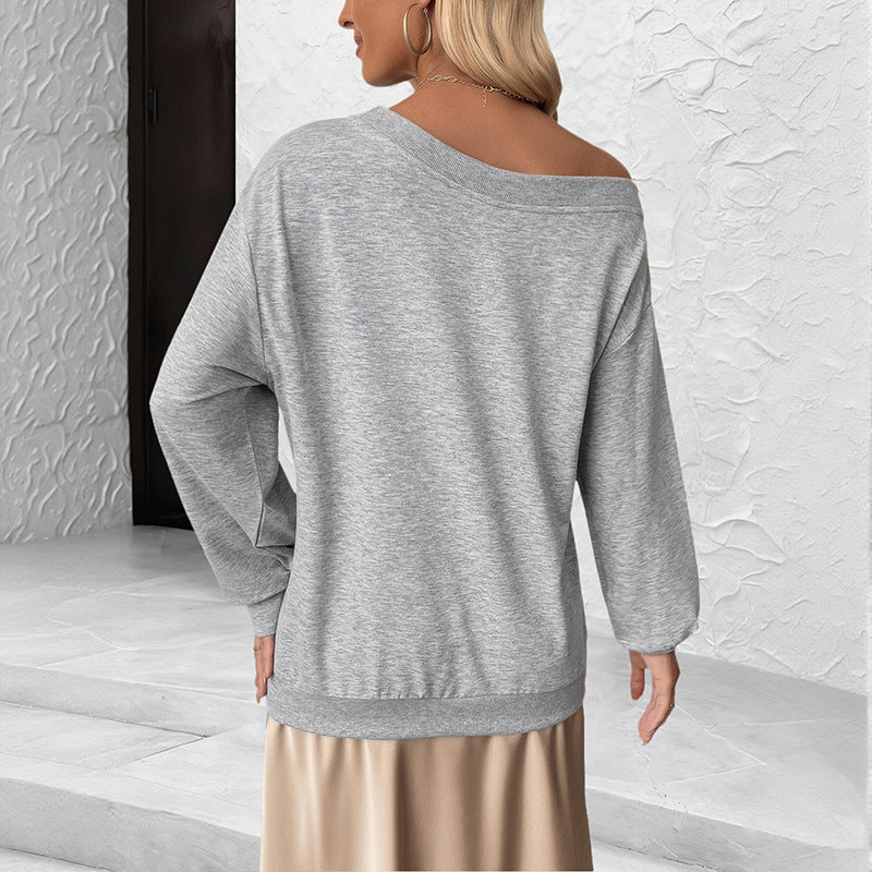 Damen Lockeres Off-Shoulder Sweatshirt mit 3D-Blütenapplikation und überschnittener Schulter Nord Taschen