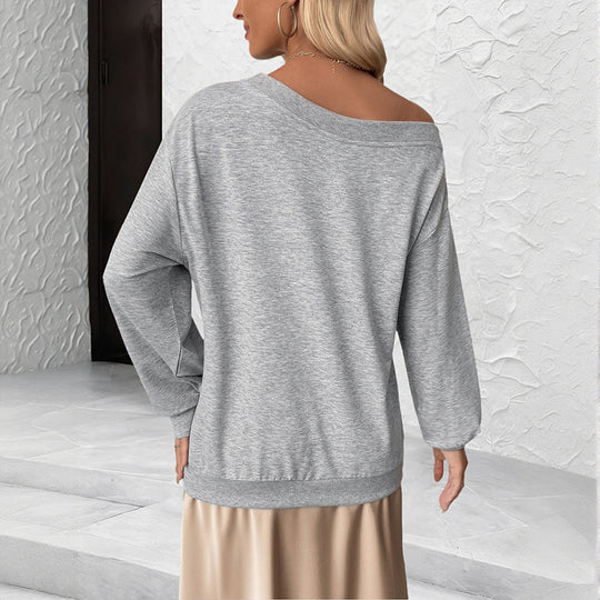 Damen Lockeres Off-Shoulder Sweatshirt mit 3D-Blütenapplikation und überschnittener Schulter Nord Taschen