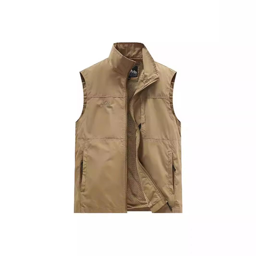Herren Leichte Utility-Weste mit Mesh-Innenfutter, Reißverschluss und hohem Stehkragen Nord Taschen