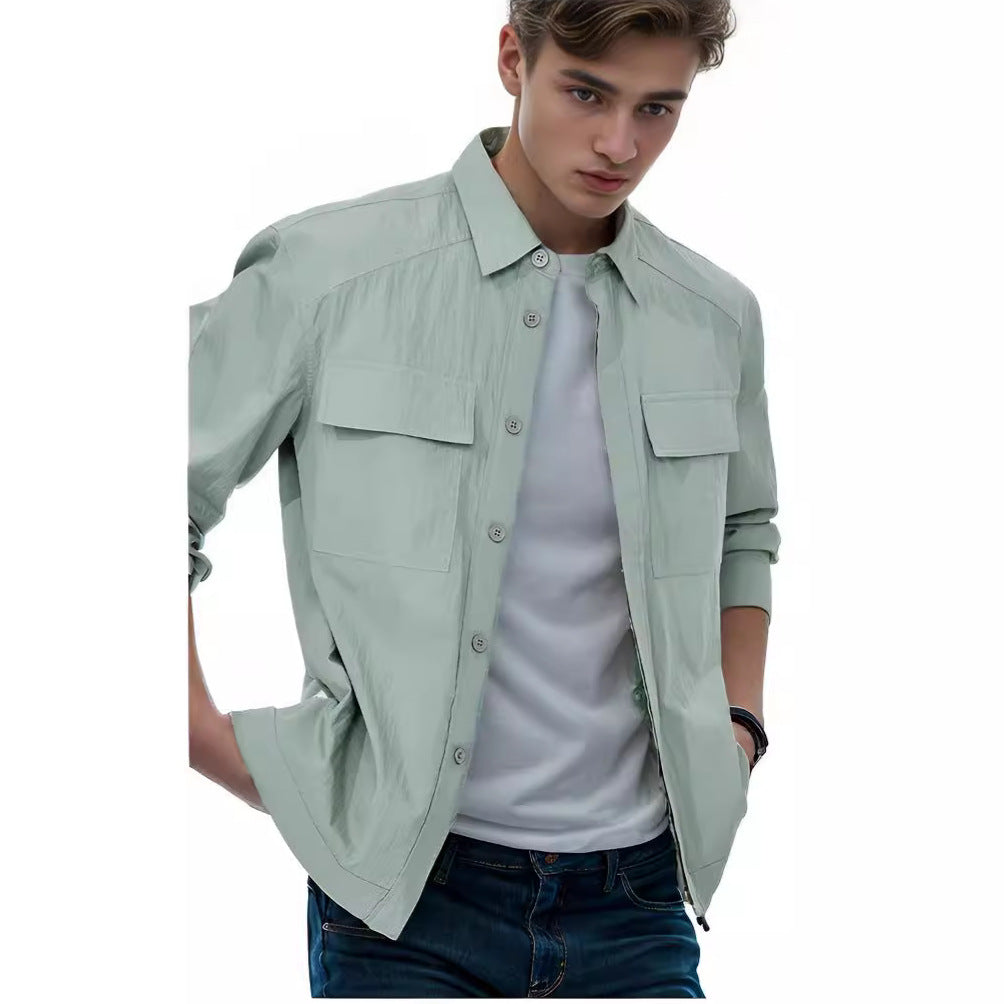 Herren Leichtes Field-Overshirt mit aufgesetzten Brusttaschen und Hemdkragen Nord Taschen