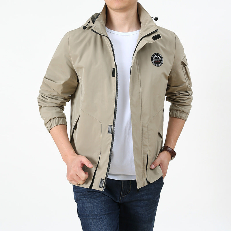 Herren Leichter Kapuzen-Softshellblouson im Urban-Outdoor-Stil mit Ärmeltasche und elastischen Bündchen Nord Taschen