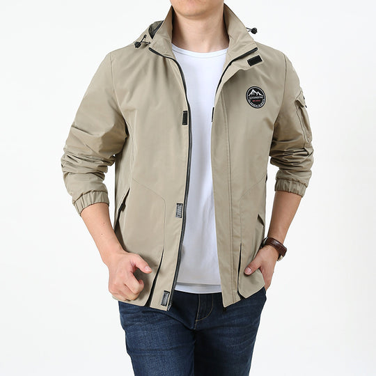 Herren Leichter Kapuzen-Softshellblouson im Urban-Outdoor-Stil mit Ärmeltasche und elastischen Bündchen Nord Taschen
