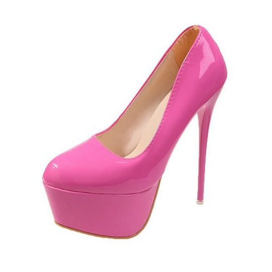 Damen Plateau-Pumps mit außergewöhnlichem Glanz und hohem Stiletto-Absatz Nord Taschen
