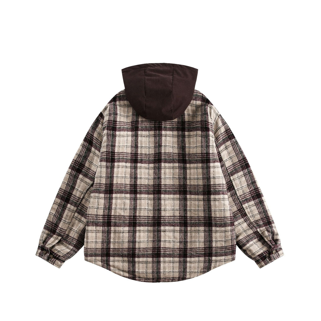 Unisex Oversize-Karo-Überhemd mit Kapuze und Teddyfutter Nord Taschen